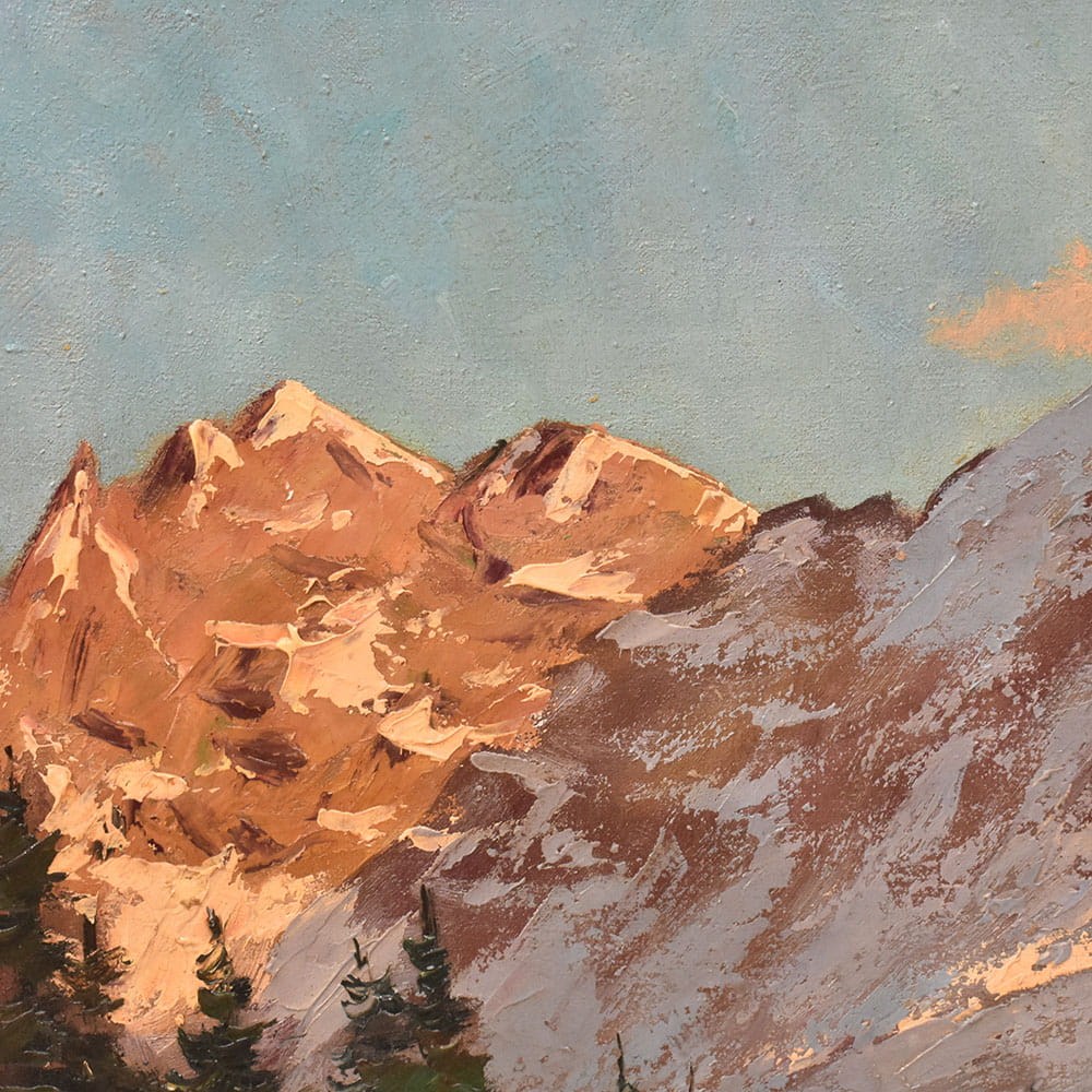 QP766 1a antique mountain landscape painting scenery snow.jpg